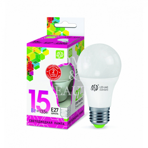 Лампа светодиодная грушевидная LED-A60-standard 230В E27 6500К 1350лм ASD