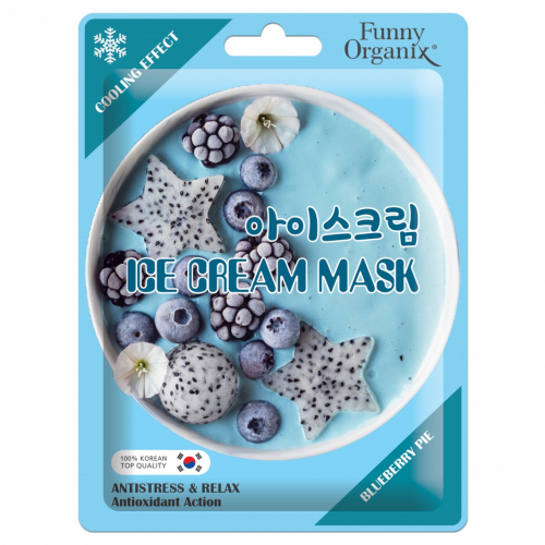 Охлаждающая тканевая маска-мороженое для лица "Прохладный релакс" FUNNY ORGANIX BLUEBERRY PIE, 22 г