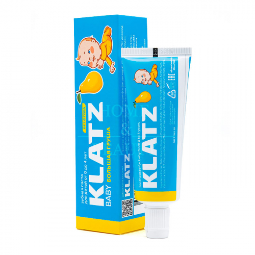 KLATZ BABY Зубная паста для детей БОЛЬШАЯ ГРУША, от 0 до 4 лет, без фтора 48 мл
