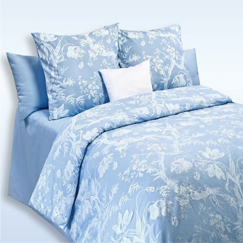 Комплект постельного белья Комо голубой Евро, COTTON DREAMS (220*240, 240*220,50*70*2) 