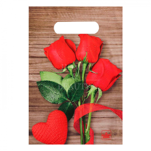 ТИКОПЛАСТИК Пакет "Свежие розы", полиэтиленовый с вырубной ручкой, 20х30 см, 30 мкм   