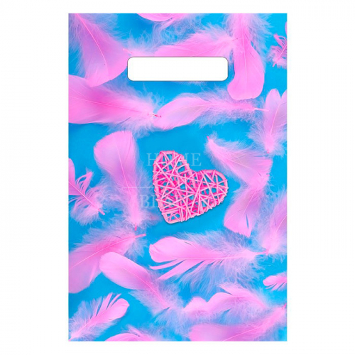 ТИКОПЛАСТИК Пакет "Розовое сердечко", полиэтиленовый с вырубной ручкой, 20х30 см, 30 мкм   
