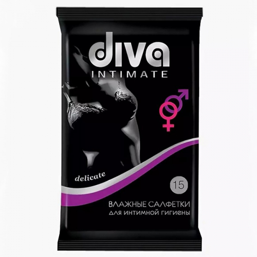Салфетки влажные для интимной гигиены с экстрактом ромашки, DIVA, 15 шт