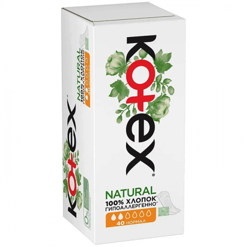 Прокладки ежедневные Natural Normal Organic, KOTEX, 40 шт