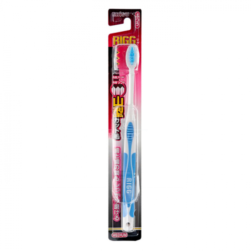 Зубная щетка с комбинированным W-образным срезом ворса и прорезиненной ручкой средней жёсткости, EBISU (Цвет: МИКС)