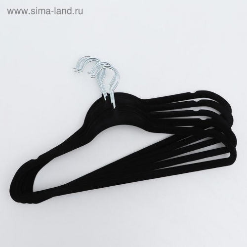 Вешалка-плечики для одежды, флокированное покрытие, р.46-48, цвет чёрный