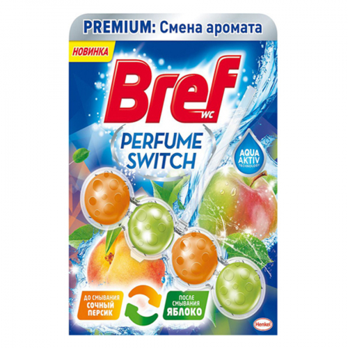 Чистящее средство для унитаза BREF Смена аромата Персик-Яблоко 50 г