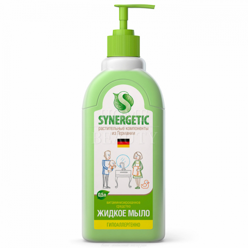 SYNERGETIC Мыло жидкое биоразлагаемое, для мытья рук аромат луговые травы 500мл