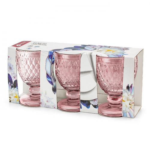 Набор бокалов "Veneto" (3 шт)  розовый, APOLLO, 350 мл