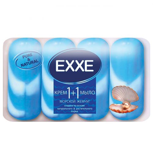 Туалетное крем+мыло 1+1 "Морской жемчуг", EXXE, 4 шт х 90 г