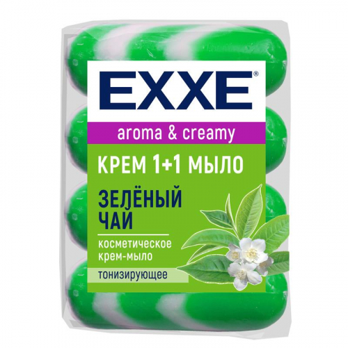 Туалетное крем+мыло 1+1 "Зеленый чай", EXXE, 4 шт х 90 г