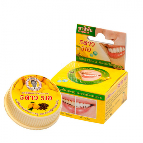 5 STAR Cosmetic Отбеливающая зубная паста, травяная, с экстрактом Манго 25 гр