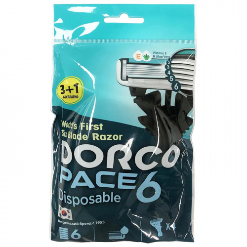 Cтанок для бритья одноразовый Dorco Pace 6, DORCO, 4 шт