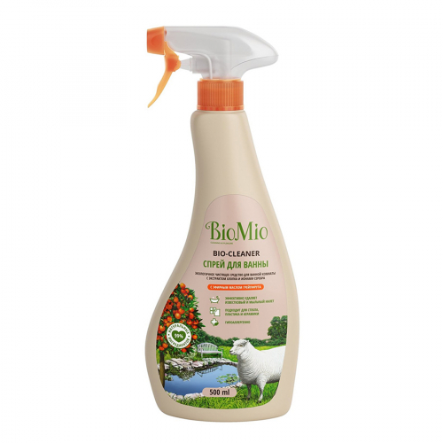 Антибактериальное чистящее эко средство для ванной Bio-Bathroom Cleaner с эфирным маслом Грейпфрута, BIOMIO, 500 мл