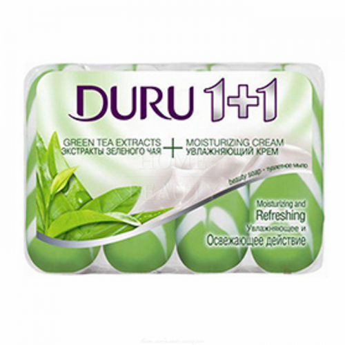 DURU Мыло туалетное Cream+Green tea 1+1  4*90