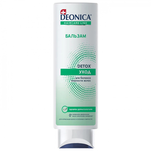 Бальзам для волос Detox уход, снижает жирность волос и устраняет зуд кожи головы, DEONICA, 250 мл