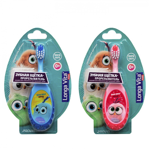 Зубная щетка детская Angry Birds Hatchlings 0+ Мягкая, LONGA VITA (цвет: Mix)
