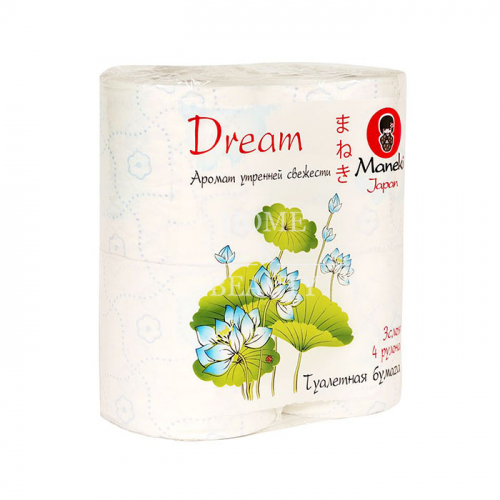 MANEKI Туалетная бумага "Dream" с ароматом утренней свежести, 3 слоя, 4 рулона