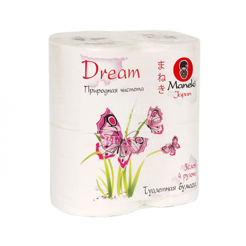MANEKI Туалетная бумага "Dream" трехслойная, цвет: белый, 4 рулона