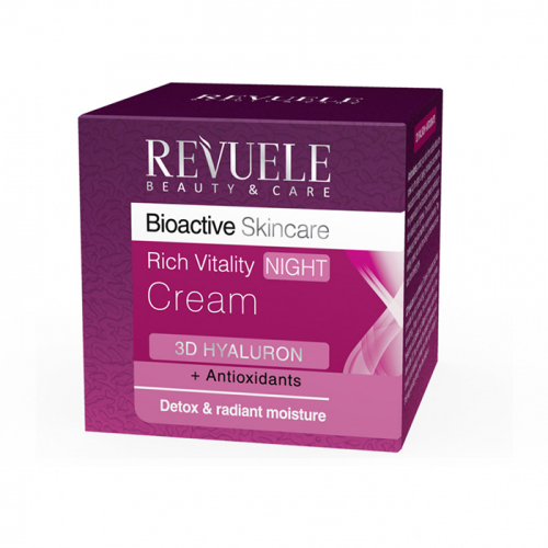 Глубоко восстанавливающий ночной крем для лица Revuele 3D Hyaluron+Antioxidants, 50 мл