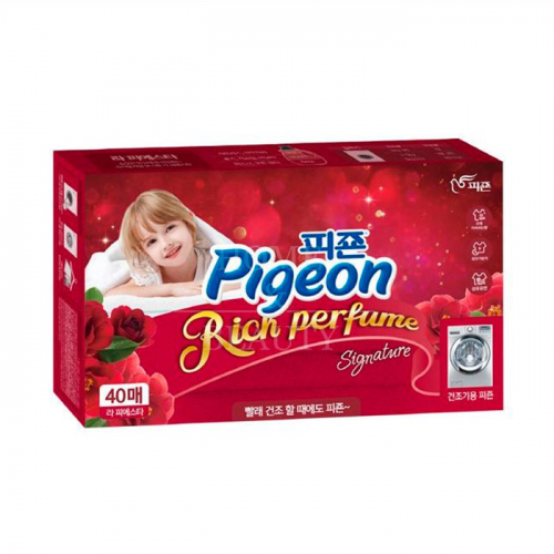 PIGEON Rich Perfume Dryer Sheet SIGNATURE Салфетки-кондиционер для сушки белья Фиеста 40 листов