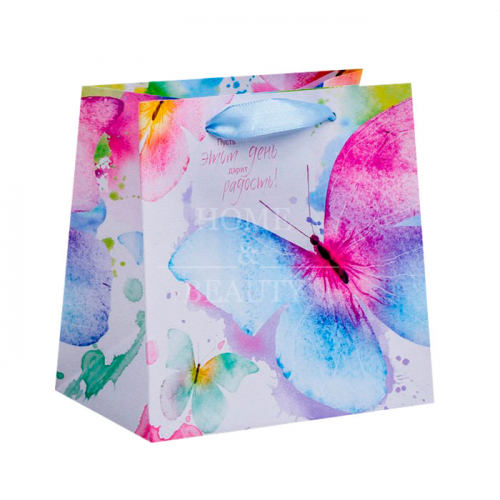ДАРИТЕ СЧАСТЬЕ Пакет ламинированный квадратный «Нежность бабочки», 22 × 22 × 11 см   