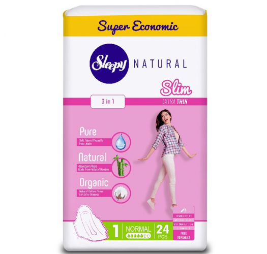 Прокладки натуральные Slim ультра тонкие Нормал, SLEEPY, 24 шт