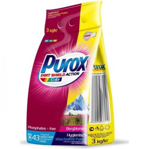 Стиральный порошок PUROX COLOR 3 кг пакет