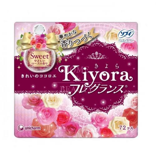 UNICHARM Sofy Kiyora Ежедневные гигиенические прокладки с нежным ароматом розы  14 см, 72 шт