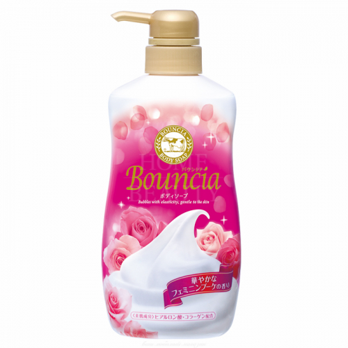 Жидкое увлажняющее мыло для тела "Взбитые сливки" с гиалуроновой кислотой и коллагеном COW BRAND "Bouncia" сладкий цветочный аромат, диспенсер 550 мл
