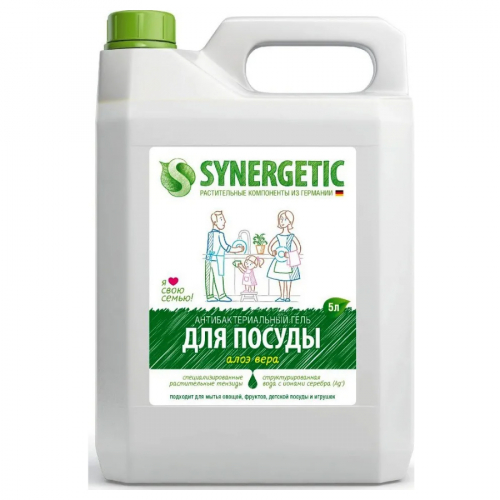 Концентрированное биоразлагаемое средство для мытья посуды Алоэ SYNERGETIC 5 л