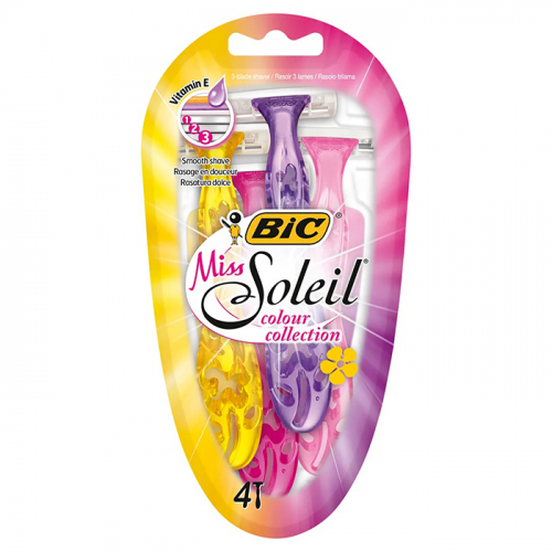 Набор бритв без сменных картриджей Miss Soleil colour collection, BIC, 4 шт