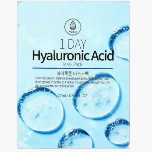 Маска для лица активная, ампульнаяс гиалуроновой кислотой Hyaluronic Acid Ampoule Active Mask 27 мл. MED B