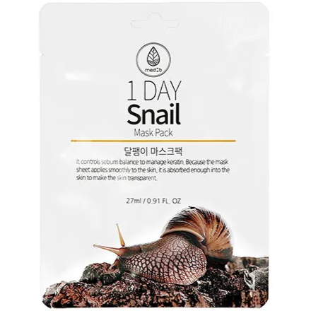 Маска для лица ампульная с экстрактом муцина улитки Snail Ampoule Active Mask 27мл. MED B