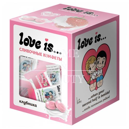 Сливочные жевательные конфеты "Love Is..." со вкусом клубники, 105 г