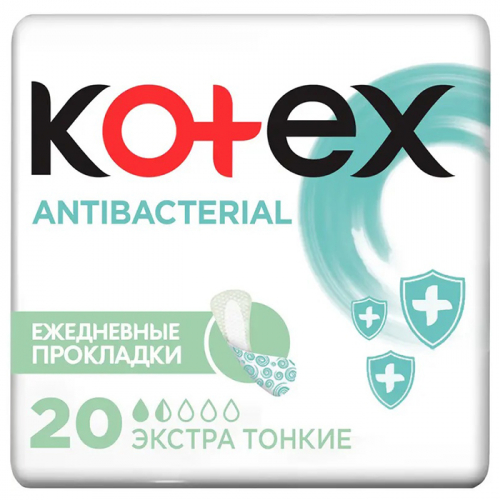 Ежедневные Antibacterial Экстра тонкие, KOTEX, 20 шт