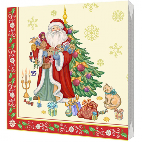 Салфетки трехслойные Подарки Деда Мороза, BULGAREE GREEN, 20 шт (33*33 см)