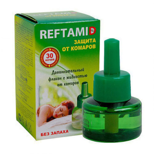 Жидкость для фумигатора от комаров, дополнительный флакон, Защита 30 ночей, РЕФТАМИД