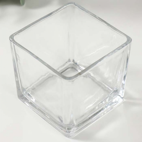 Подсвечник стекло на 1 свечу "Квадратный" прозрачный 8х8х8 см   