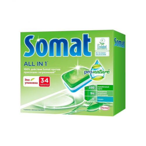 Таблетки для посудомоечных машин SOMAT Pro Nature 34 шт