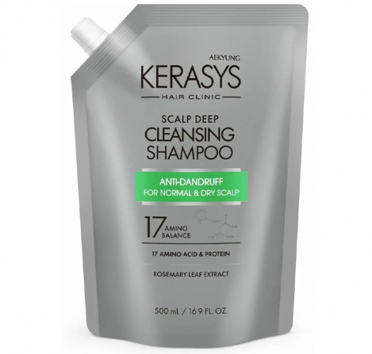 KERASYS Шампунь для волос "Лечение кожи головы", освежающий 500г (запаска)