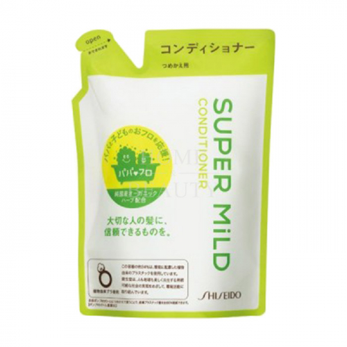 SHISEIDO Кондиционер для волос "Нежный уход" с экстрактом ромашки и розмарина Super Mild, аромат трав, запасной блок 400 мл