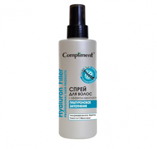 Спрей для волос с эффектом керапластики Hyaluron Filler Гиалуроновое заполнение,COMPLIMENT 200 мл