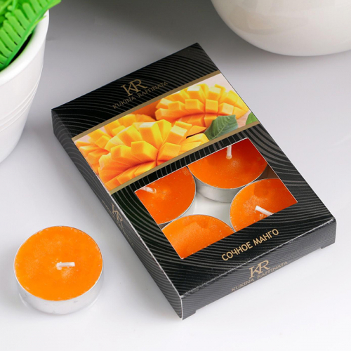 Набор чайных свечей ароматизированных "Сочное манго" в подарочной коробке, 6 шт