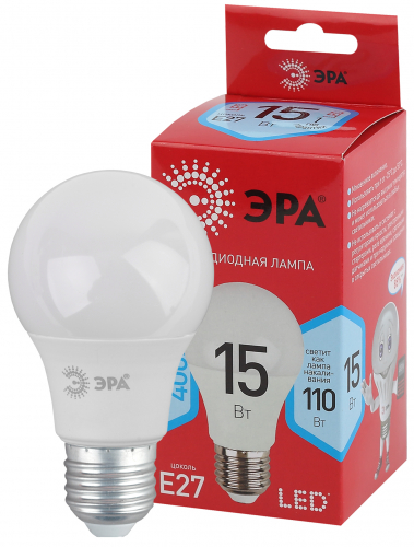 Лампочка светодиодная Эра LED A60-15W-840-E27 4000K, ЭРА