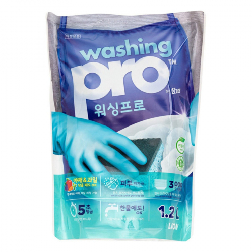 Средство для мытья посуды CJ LION  Washing Pro мягкая упаковка 1200 мл	