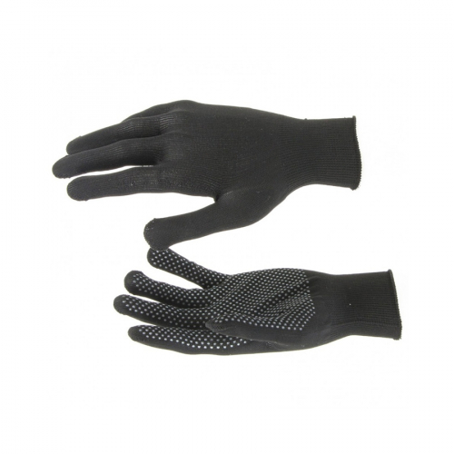 Хлопчатобумажные черные перчатки с нейлоновой нитью с ПВХ "Точка" размер 9 GREENGO