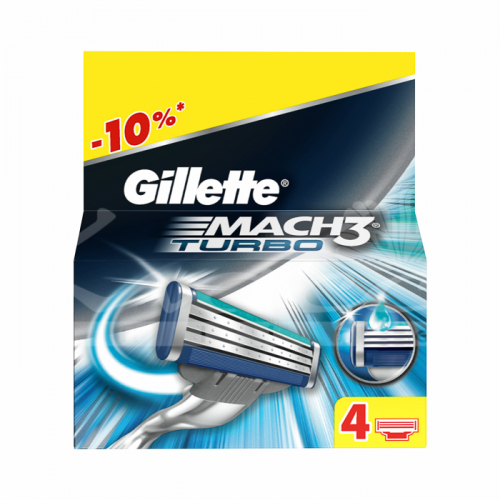 Кассеты  Gillette  MACH-3 (4 шт) TURBO