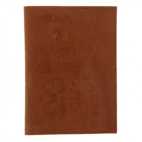 Обложка на паспорт, медведь, коричневая 