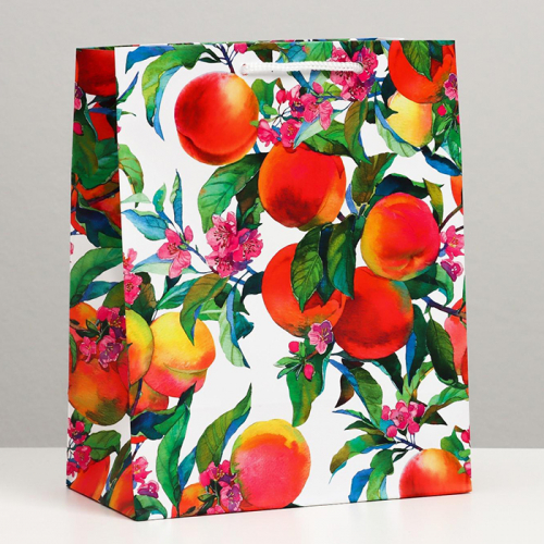 Пакет подарочный "Персиковый сад", 18х22,3х10 см
